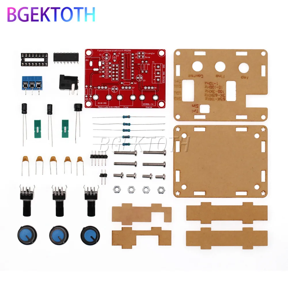 Функция генератор сигналов DIY Kit синус/треугольник/квадратный выход 1 Гц-1 МГц генератор сигналов Регулируемая амплитуда частоты XR2206 - Цвет: DIY KIT RED