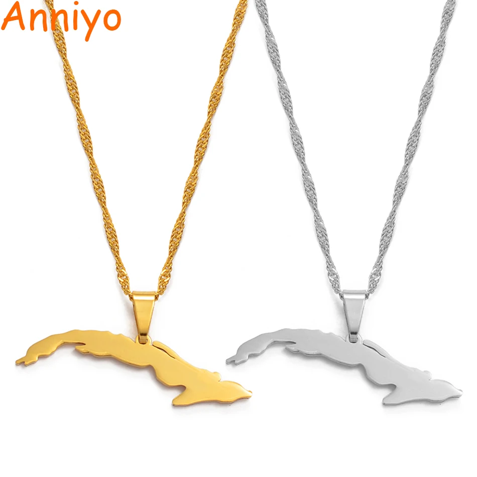 Ожерелья Anniyo 3 6 см с картой Кубы для женщин Очаровательная подвеска
