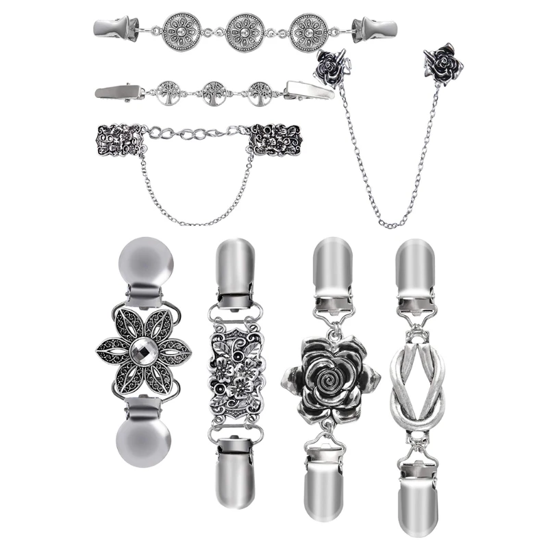 

8 Pieces Vintage Sweater Shawl Clips Retro Cardigan Collar Clips Dress Shirt Brooch Clips for Women Girls Wearing M7DD