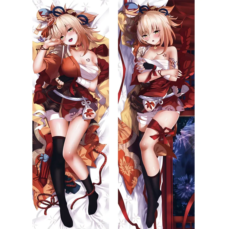 

Anime Game Genshin Impact Dakimakura Sexy Yoimiya Cosplay Hugging Body Otaku Female Bedding Pillow Cover DIY Custom Pillowcase