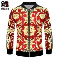 ogkb new jacket 3d digital printing jacket men and women retro luxury royal floral golden flower top