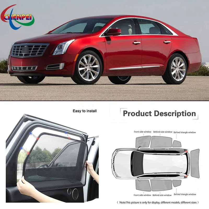 For Cadillac XTS Car Full Side Windows Magnetic Sun Shade UV Protection Ray Blocking Mesh Visor Car Decoration Accessories