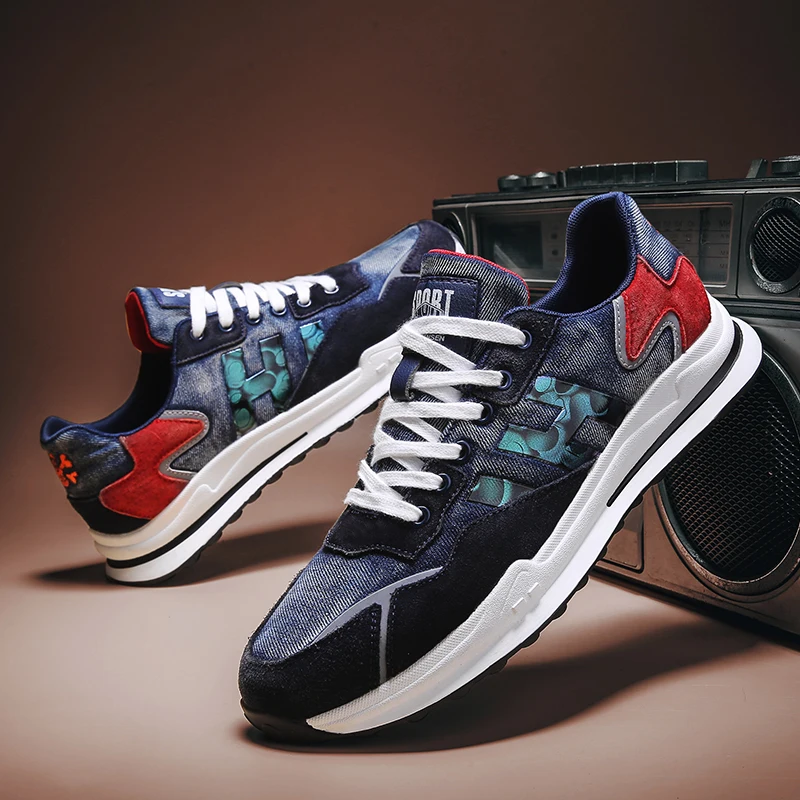 

Men's Fashion Sneakers Mixed Color Leather splicing Lace-Up Shoes Outdoor All-Match Trend Casual Shoes Personality Men Shoes
