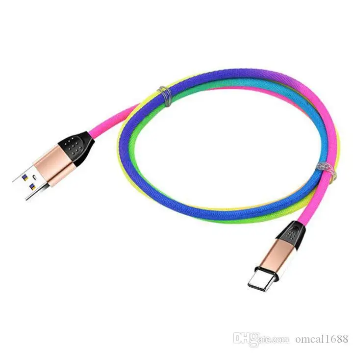 Красочные кабеля длинной 1m/3ft USB кабель для быстрой зарядки 2A высокое качество