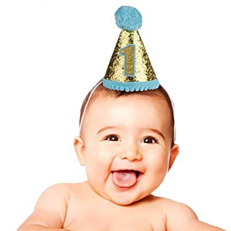 Baby 1st Birthday Party Decoration Banner Hats Gold Silver Princess Crown Shower Decorations Supplies | Дом и сад