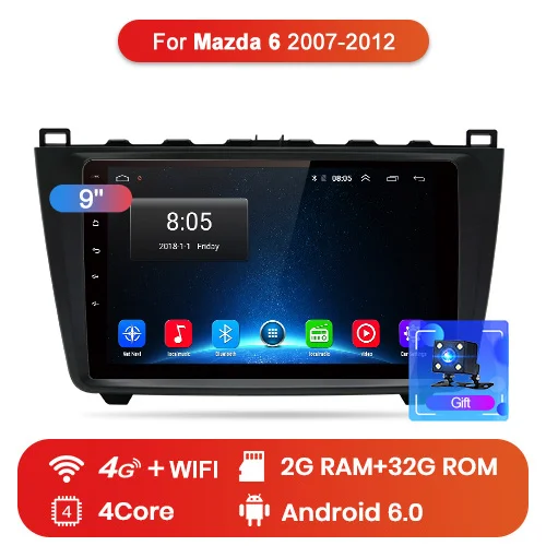4G (2GB 32GB) Junsun V1 2G+ 32G Android 8,1 для Mazda 6 2008 2009 2010 2011 2012 автомобильный Радио Мультимедиа Видео плеер навигация gps 2 din dvd - Цвет: 4G (2GB 32GB)