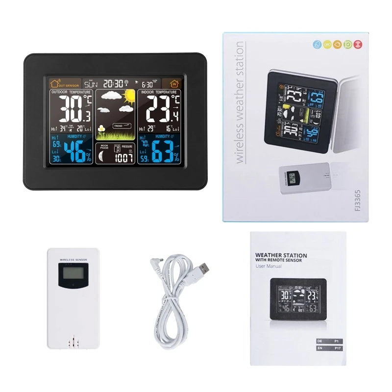 Прогноз погоды ЖК экран цифровой будильник RF беспроводной датчик температуры в