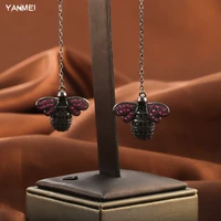 long bee chain animal stud earrings tassel black mysterious exquisite jewelry best selling fashion luxury banquet jewelry