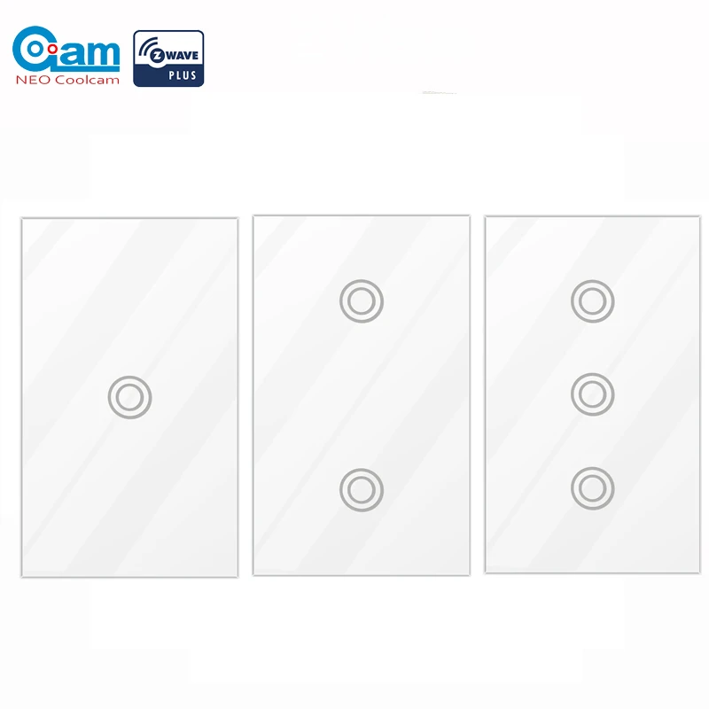 

NEO COOLCAM US Wall Switch Z-wave Wall Wall Touch Light Switch 1/2/3 Gang US Type 908.4MHZ Z Wave Wireless Smart Remote Control