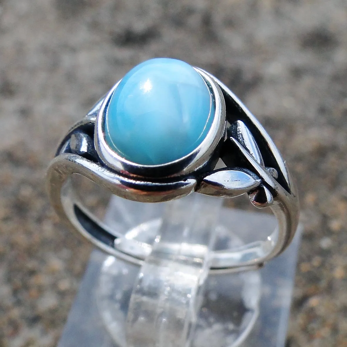

New Arrival Pear 7*9mm Natural Larimar Rings Antique Designs 925 Sterling Silver Jewelry Larimar Wedding Rings Women Adjustable