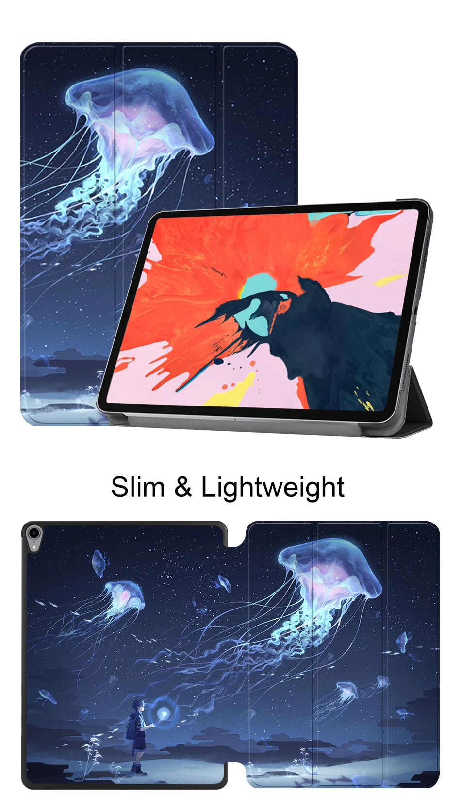 Чехол MTT с рисунком аниме для iPad Pro 12,9 дюйма, тонкий чехол из искусственной кожи с откидной крышкой и подставкой, чехол для планшета, чехол с функцией автоматического сна/пробуждения