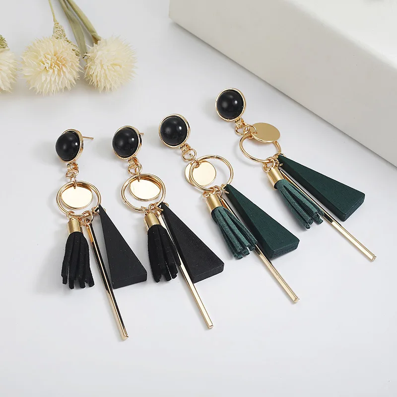 

Korean New Geometric Long Tassel Dangle Drop Earrings For Women Vintage Acrylic Big Statement Gold Earings Wedding Party Gift