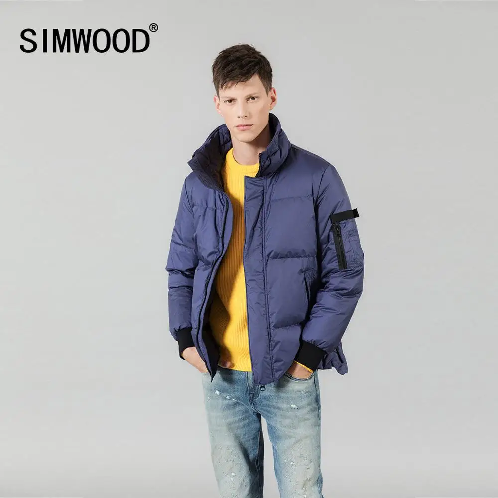 SIMWOOD 2019 Зимние новые мужские пуховики модные шорты куртка с высоким воротом