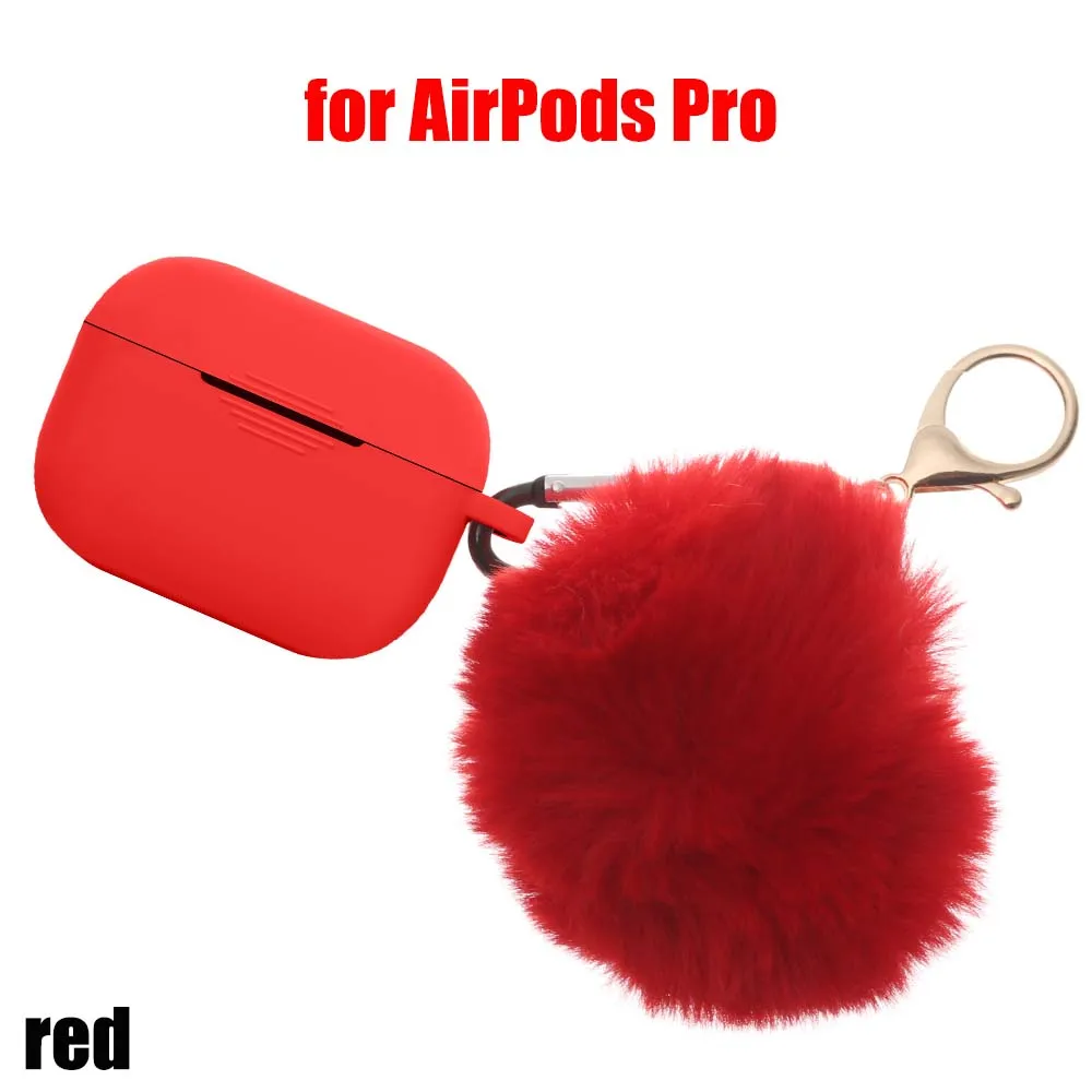 Модный защитный чехол для Air Pods 1/2, чехол для наушников, силиконовый чехол с защитой от падения, милый меховой шарик, брелок для Airpods/Airpods Pro - Цвет: R for AirPods Pro