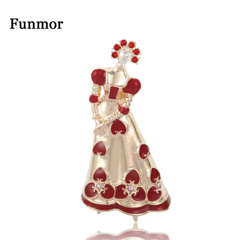 Funmor элегантная женская брошь сплав красная эмаль булавки для женщин девушек