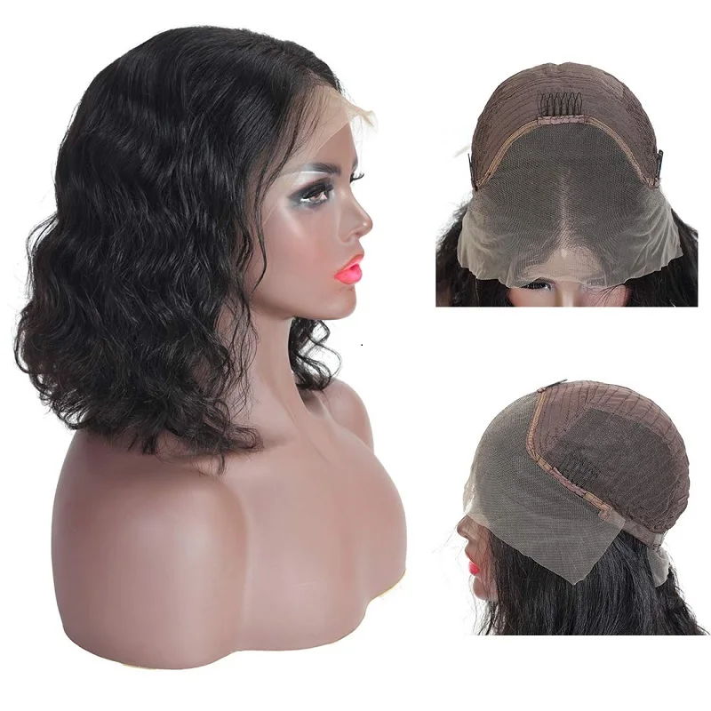 Парики из натуральных волос на кружевном фронте короткий парик с Бобом 13х6