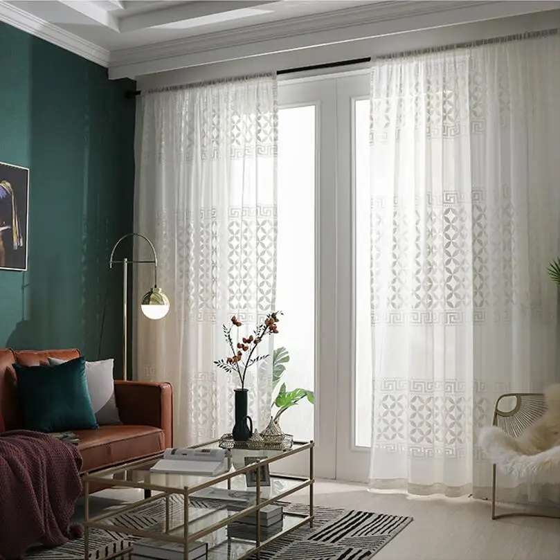 Светильник роскошный современный простой хлопок вышивка экран занавес на окна