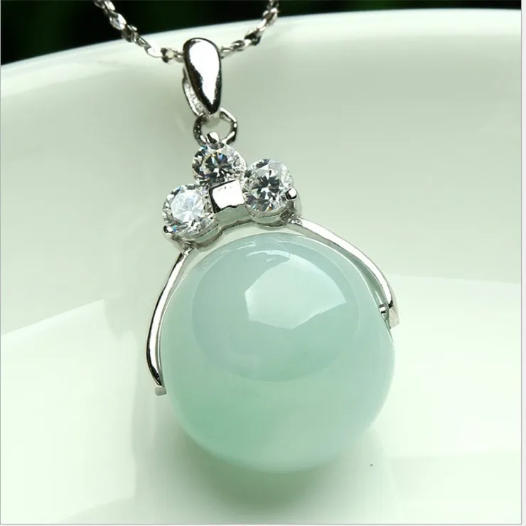 

Natural Chinese HeTian Jade Bead Pendant Beautiful 925 Silver Necklace Fashion Charm Jewelry Luck Accessories