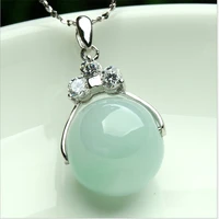 natural chinese hetian jade bead pendant beautiful 925 silver necklace fashion charm jewelry luck accessories
