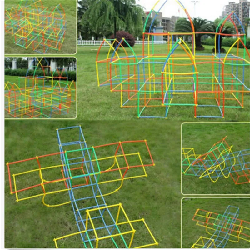 

1set Assembled Building Blocks Toy Children Educational Colorful Plastic Straw Fight Inserted Blocks Christmas Gift