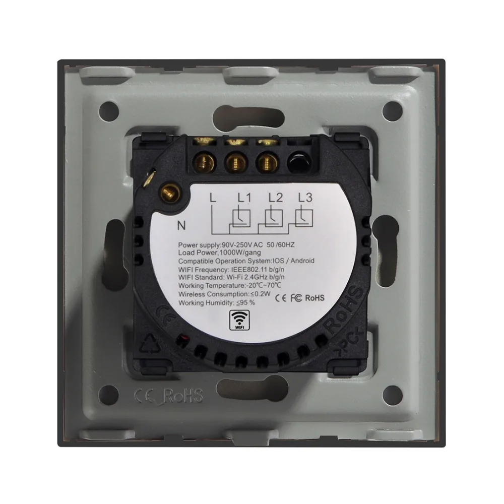 Bseed стандарт ЕС база Wi-Fi сенсорный выключатель 1 банда 2 банды 3 банды AC 110~ 240 В переключатель управления без стеклянной панели