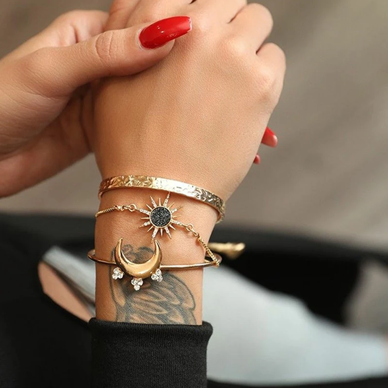 3 шт./компл. в богемном стиле женские браслеты с украшением виде кристаллов