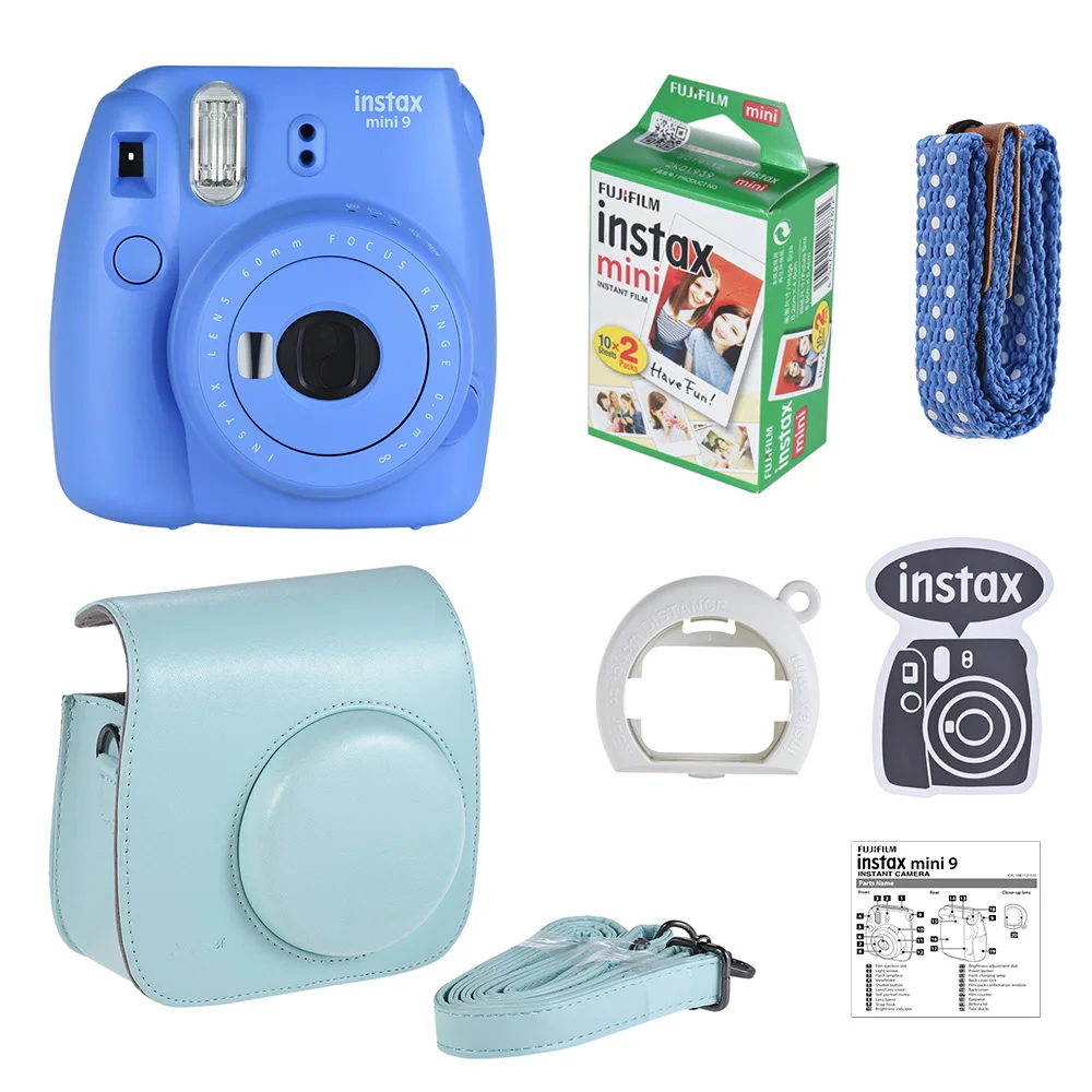 Fujifilm Instax Mini 9 мгновенная камера фотосессия с зеркалом для селфи светло голубой
