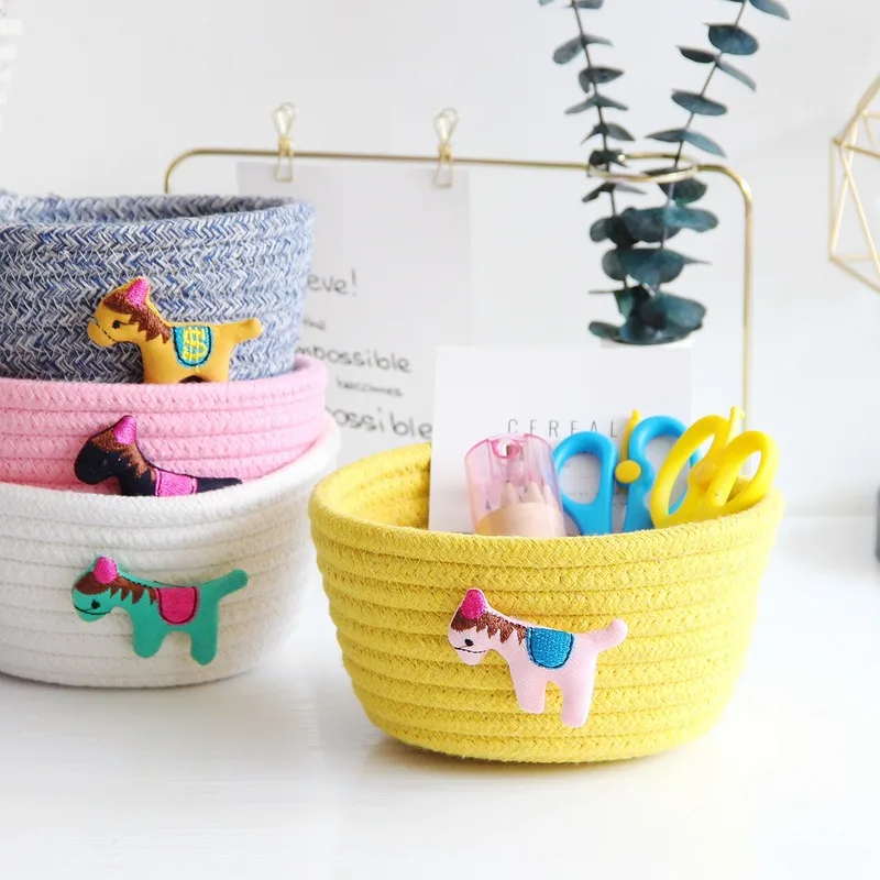 Товары для дома корзина хранения из хлопкового шнура плетения и отделки