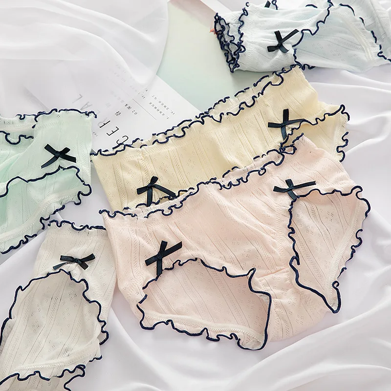 Нижнее белье для девочек кружевные бесшовные трусы со средней талией | Женская