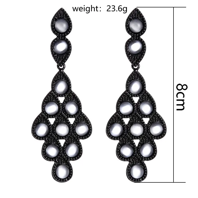

2020 New Fashion European and American Cat Eye Opal Rhombus Drop Earrings for Women Vintage Gothic Statement big Earrings Gifts
