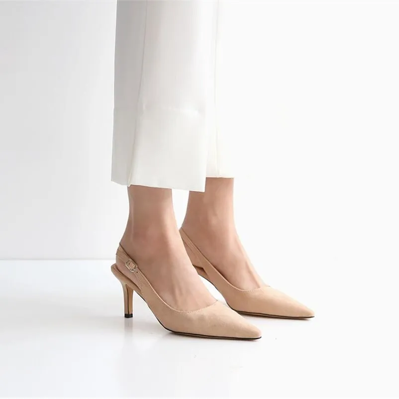 Босоножки EOEODOIT женские с ремешком на пятке туфли лодочки заостренный носок