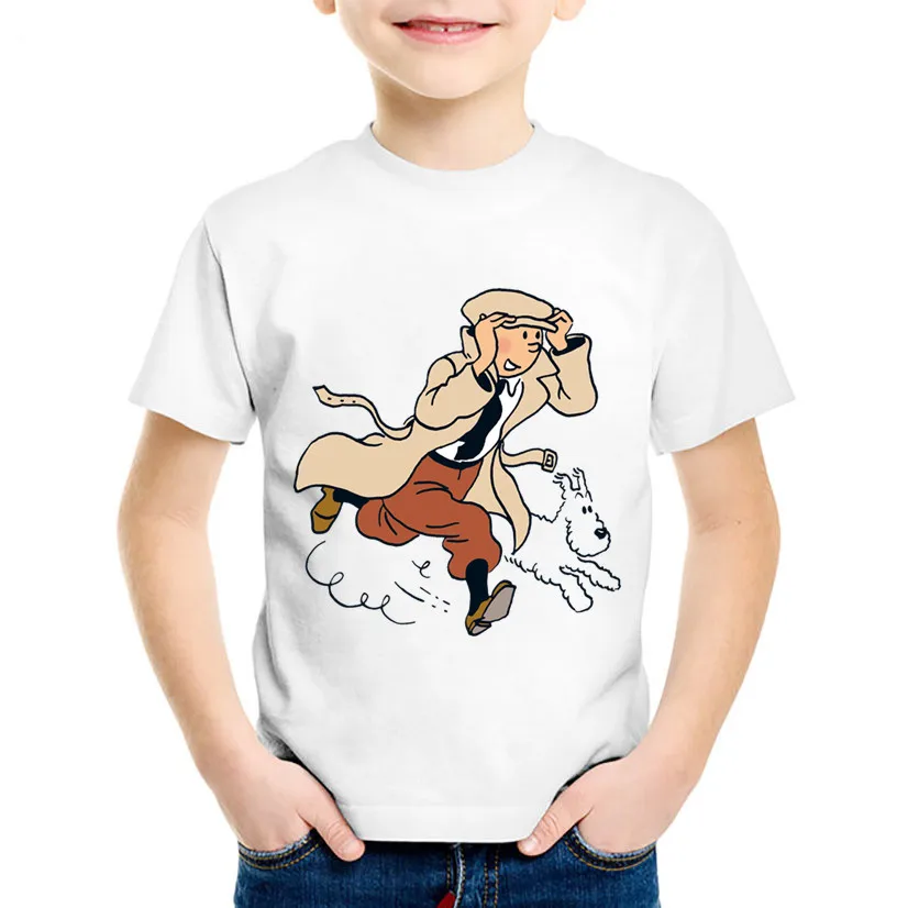 

Cartoon Print TINTIN Children Funny T-shirts Kids Fashion Summer Short Sleeve Tees Boys/Girls Casual Tops Baby Clothes