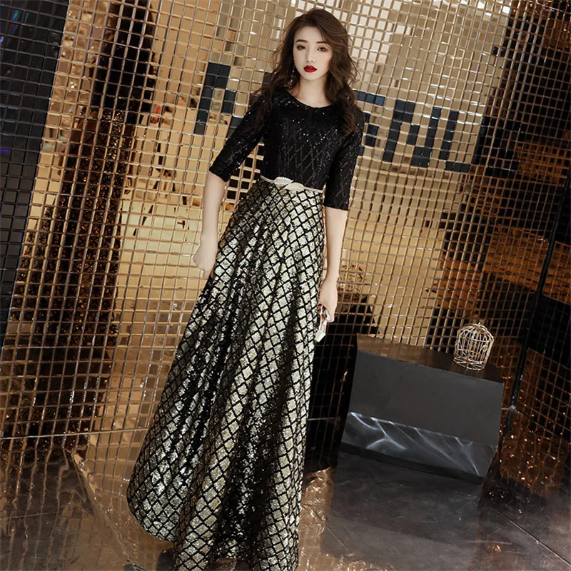 Вечерние платья О-Образным Вырезом It's YiiYa Халат де Вечер Плюс Размер Black Empire