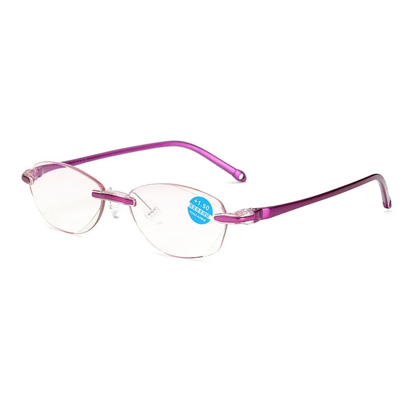 QB-051 purple Очки для чтения, анти-синий светильник, ультра-светильник, алмазный край, hd очки для чтения, для женщин, очки для чтения, Анти-усталость, очки для чтения - Цвет оправы: QB-051 purple
