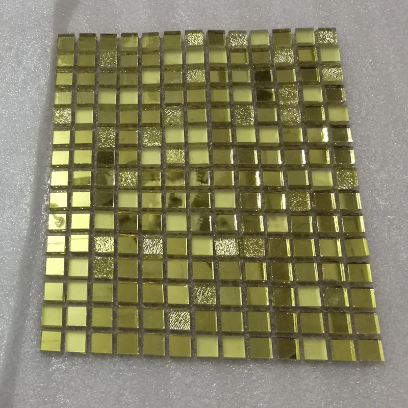 Маленькая квадратная Золотая зеркальная стеклянная мозаичная плитка декор