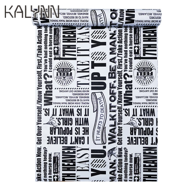 Самоклеящаяся настенная бумага с черными и белыми буквами для гостиной спальни