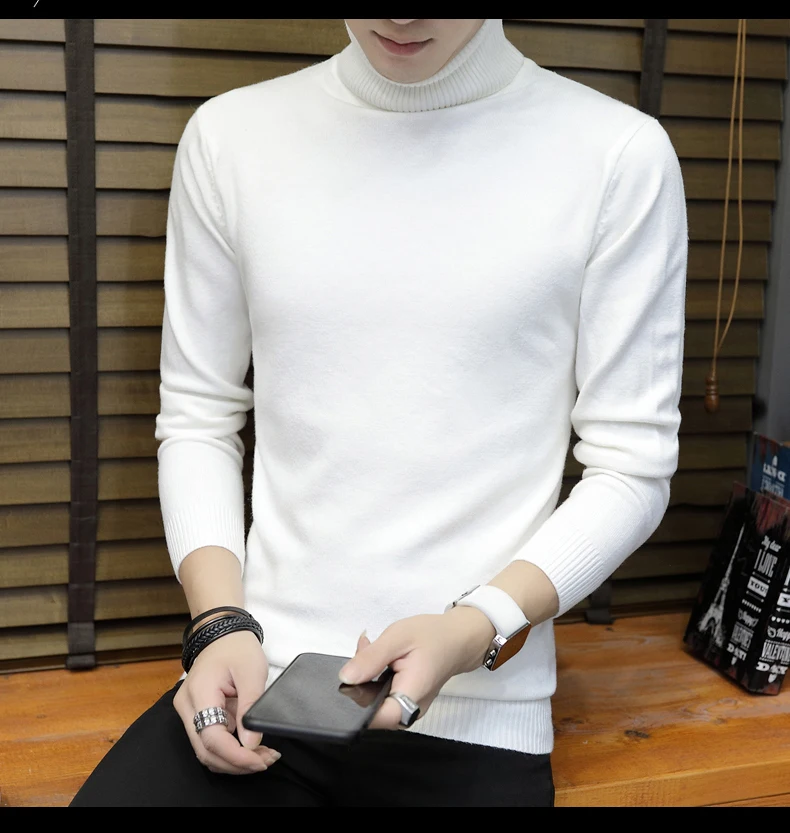 

fashion 2020 new Winter High neck pullover long sleeve Sweater men's slim Tide solid color knitted sweaters 191
