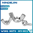 Барашковые гайки NINDEJIN, 5-40 шт., крылья-бабочки из нержавеющей стали M3 M4 M5 M6 M8 M10 M12, оцинкованные, ручная затяжка, гайка DIN315