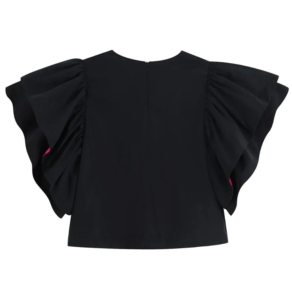 Женская Элегантная блузка с коротким рукавом свободная двухслойная пышными