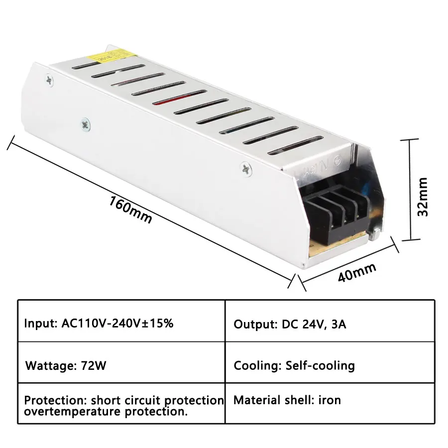 24V 3A SMPS 24 12 В светодиодный импульсный источник питания AC-DC 24 В AC DC 220 В до 12 В 3A 5A 10A 15A 30A длинный источник Питания SMPS светодиодный драйвер - Цвет: 24V 3A