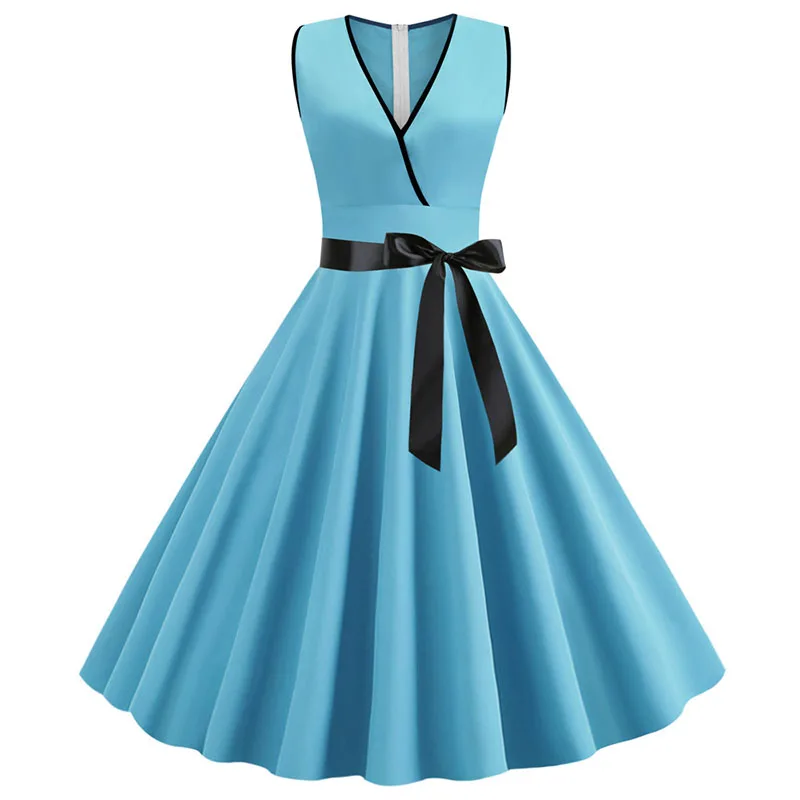 1345-002 Женские летние платья, халат Одри Хепберн, 50s 60 s, рокабилли, горошек, бант, пинап, бальные платья для вечеринок размера плюс, Vestidos - Цвет: 1345-002