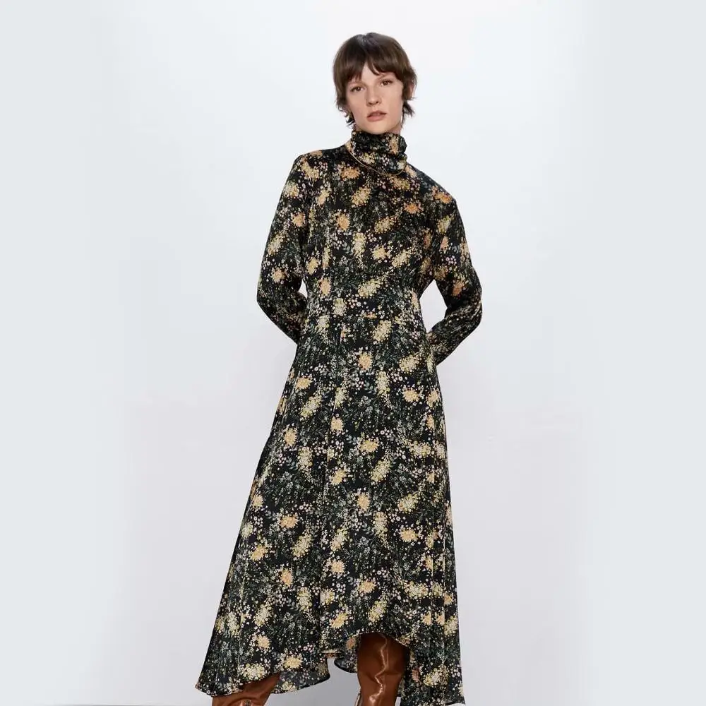 Новинка 2020 женское платье с принтом весеннее бохо Ретро стиль миди