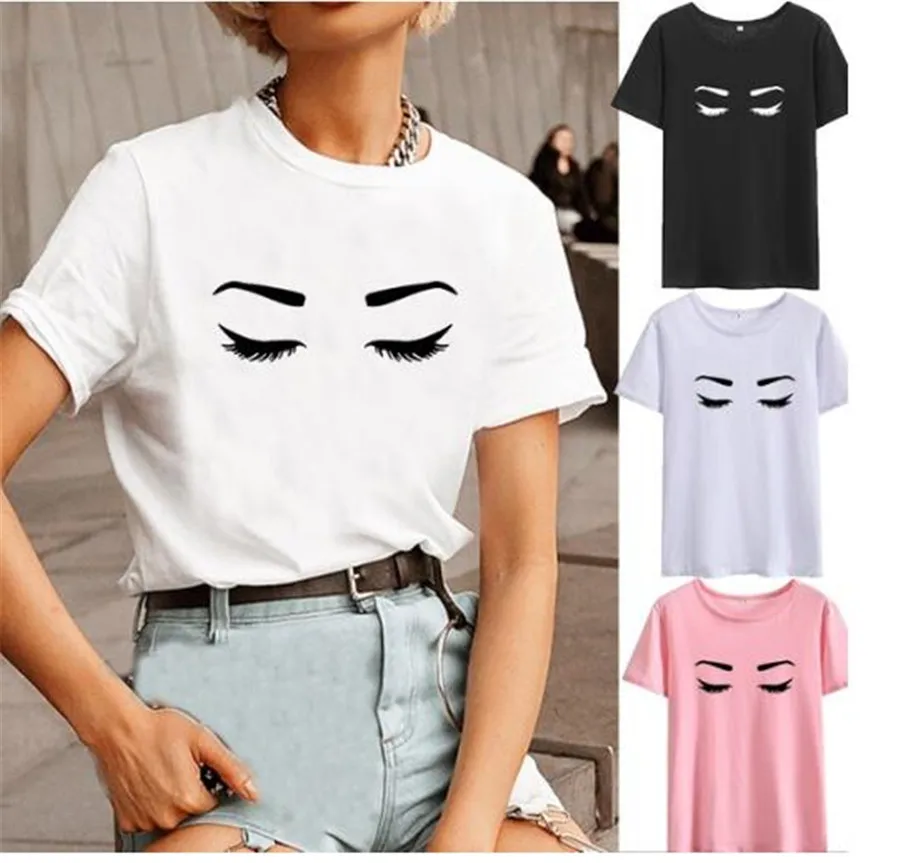 Женская футболка с ресницами модная бровями забавная модные Графические
