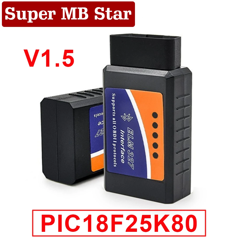 

Bluetooth ELM 327 V1.5 With PIC18F25K80 Chip Car OBD2 Scanner OBDII Automotive Code Reader Scan Tools Auto Diagnosis ELM327 V1.5