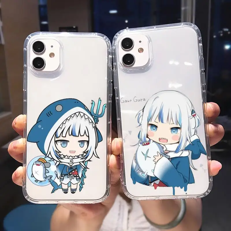 

lolis anime character gawr gura Phone Case Transparent for iPhone 6 7 8 11 12 s mini pro X XS XR MAX Plus cover funda shell
