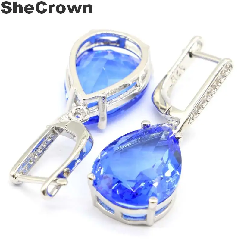 Комплект ювелирных изделий для женщин серьги подвески из серебра с танзанитом