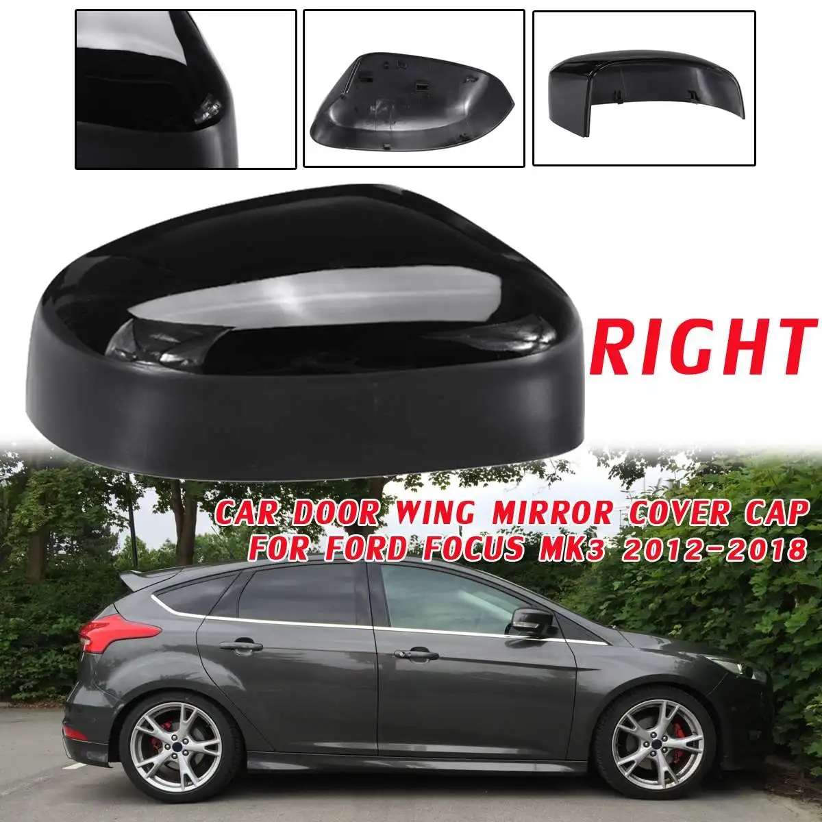 Right gloss black 2 шт. глянцевый серебряный глянцевый черный цвет ABS заднего вида чехол для зеркал отделка чашки для Ford Focus mk2 подтяжку лица 2008-2011 mk3 2012 2013 - Цвет: Right gloss black