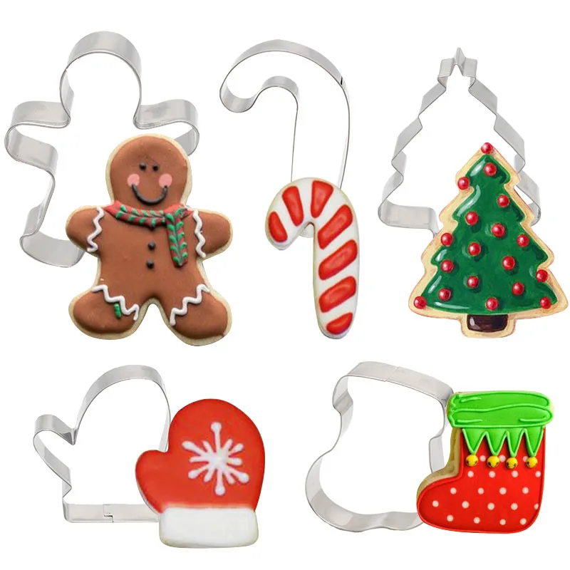 

5 Pieces / Set Christmas Biscuit Cutter Christmas Tree Mold Christmas Cake Decoration Tool DIY Baking Biscuit Mold