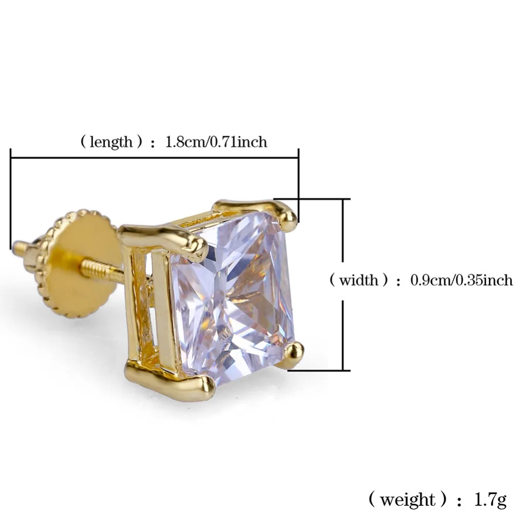 8 мм панк золото льдом микро камнями ааа квадратным кубическим цирконием