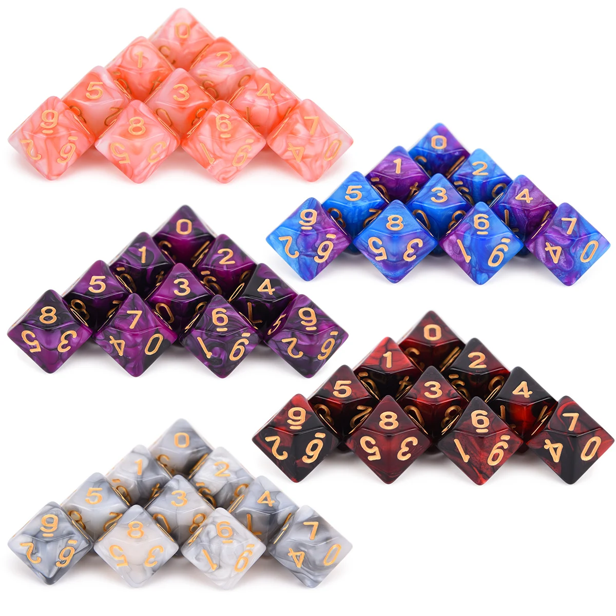 50 шт. D10 двусторонние многогранные игральные кости с сумкой на шнурке для